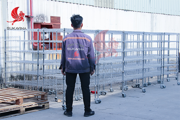 Xe đẩy h&agrave;ng inox lưới B&igrave;nh Dương